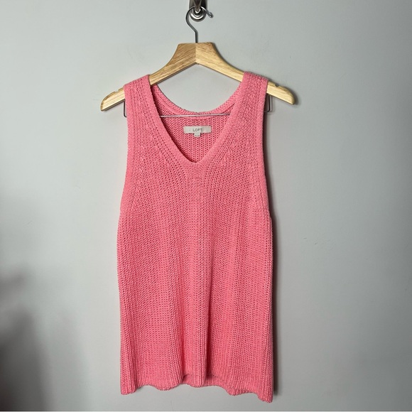 LOFT Knit Tank Sleeveless Sweater Coral Pink XXL 30 - Picture 1 of 7